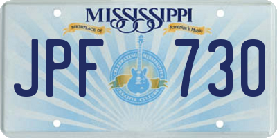 MS license plate JPF730