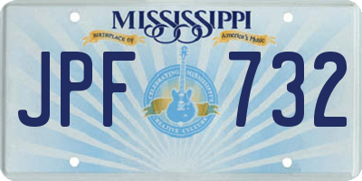 MS license plate JPF732