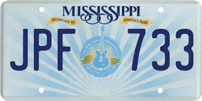 MS license plate JPF733