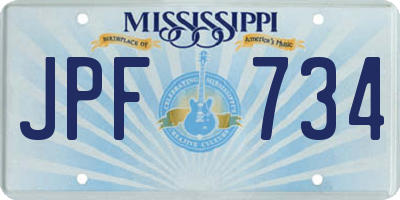 MS license plate JPF734