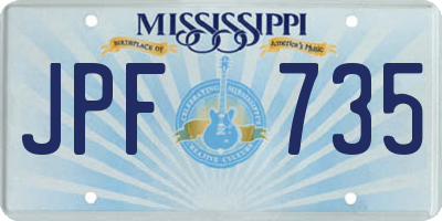 MS license plate JPF735