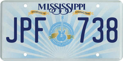 MS license plate JPF738