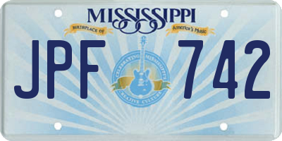 MS license plate JPF742