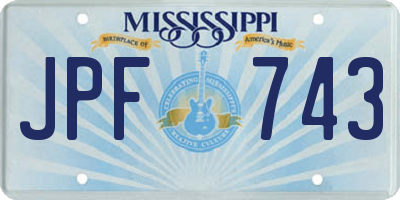 MS license plate JPF743
