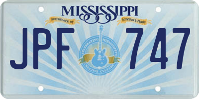 MS license plate JPF747