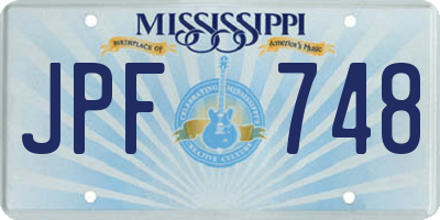 MS license plate JPF748