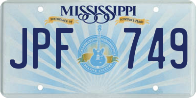 MS license plate JPF749