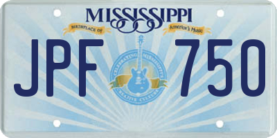 MS license plate JPF750