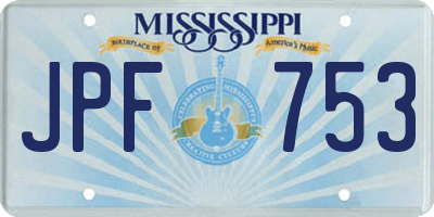 MS license plate JPF753