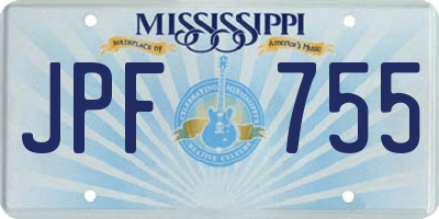 MS license plate JPF755