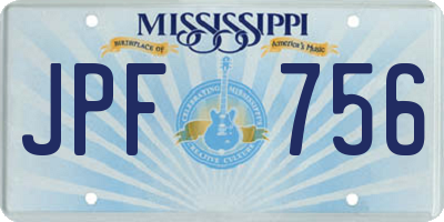 MS license plate JPF756