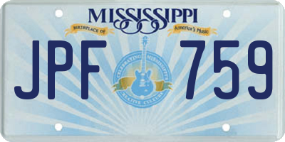 MS license plate JPF759