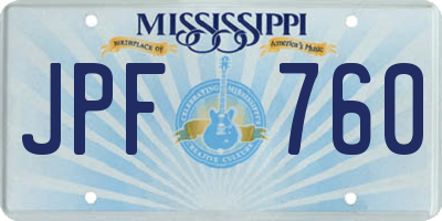 MS license plate JPF760