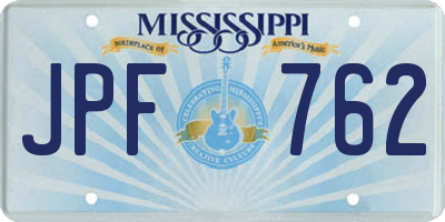 MS license plate JPF762