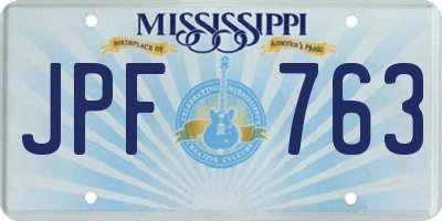 MS license plate JPF763