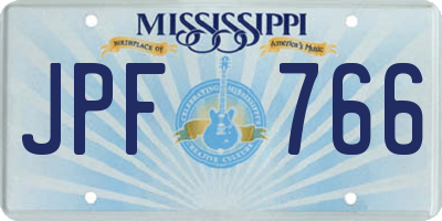 MS license plate JPF766