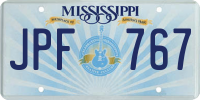 MS license plate JPF767