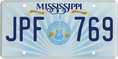 MS license plate JPF769