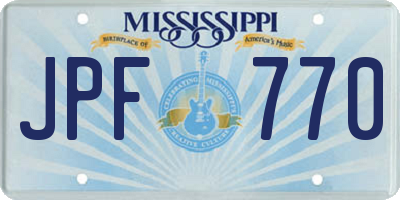 MS license plate JPF770