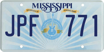 MS license plate JPF771