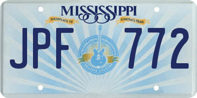 MS license plate JPF772