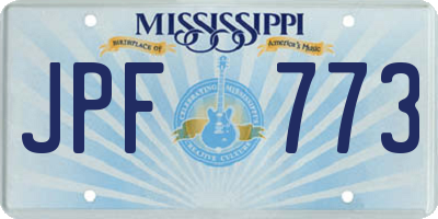 MS license plate JPF773