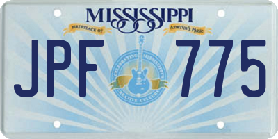 MS license plate JPF775