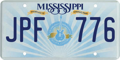MS license plate JPF776