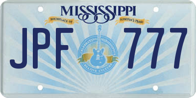 MS license plate JPF777