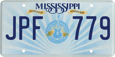 MS license plate JPF779