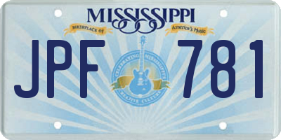 MS license plate JPF781