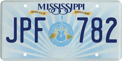MS license plate JPF782