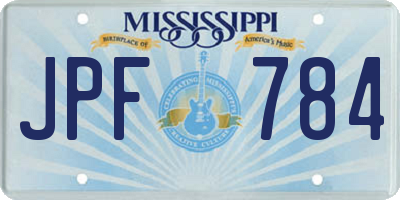 MS license plate JPF784