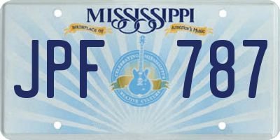 MS license plate JPF787