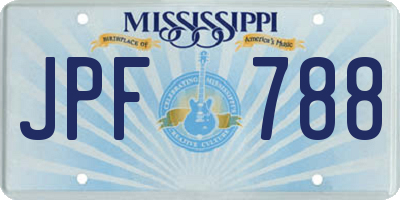 MS license plate JPF788