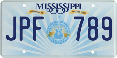 MS license plate JPF789