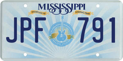 MS license plate JPF791
