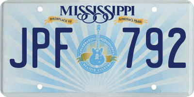 MS license plate JPF792