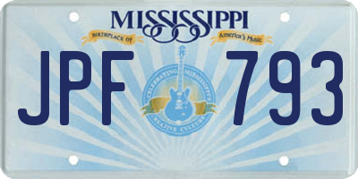 MS license plate JPF793
