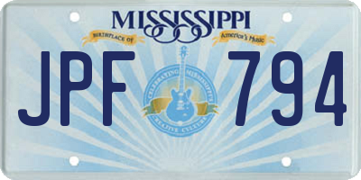 MS license plate JPF794