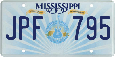 MS license plate JPF795