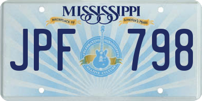 MS license plate JPF798