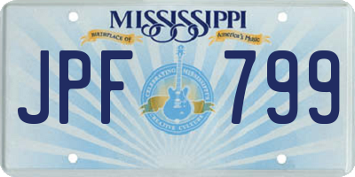 MS license plate JPF799