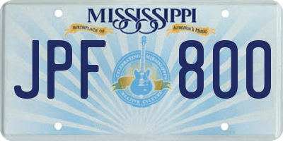 MS license plate JPF800