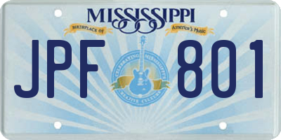 MS license plate JPF801
