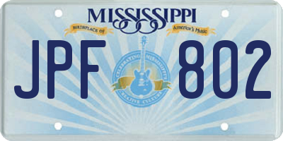 MS license plate JPF802