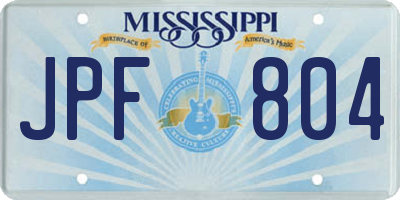 MS license plate JPF804