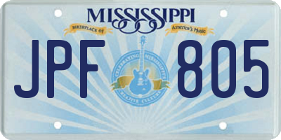 MS license plate JPF805