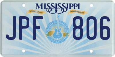 MS license plate JPF806