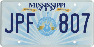 MS license plate JPF807